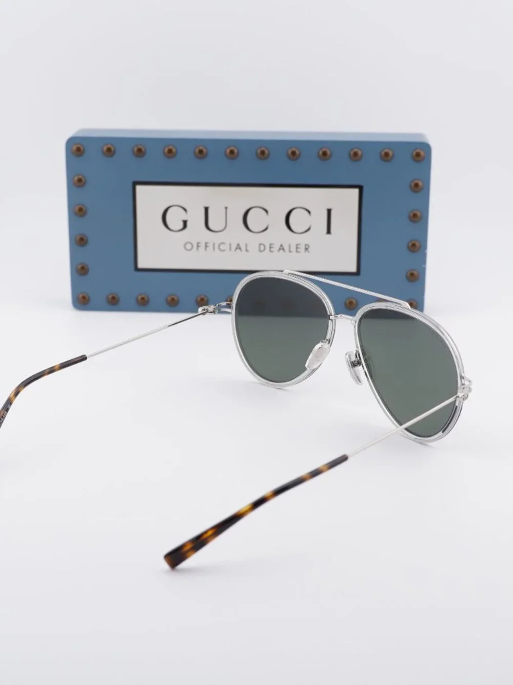 Gucci GG1981S 005 Aviator Sunglasses - Transparent Grey/Silver\ Grey